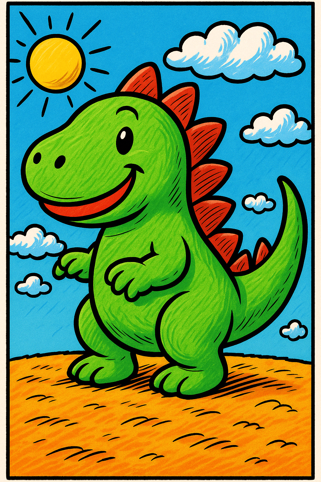 Colorful comic-style transformation of child's drawing