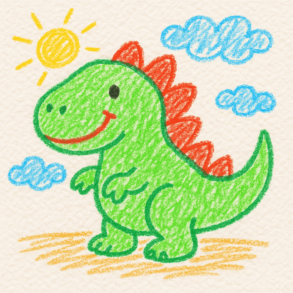 Child's drawing of a dinosaur